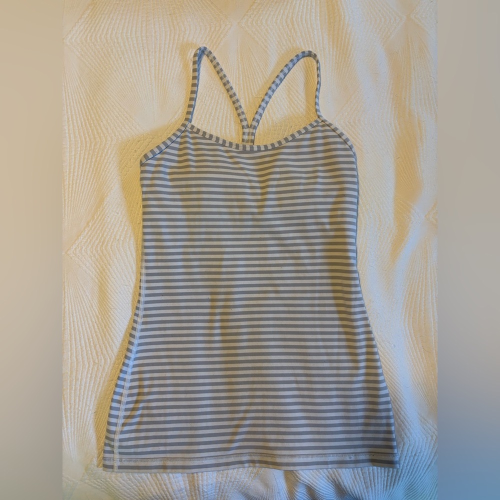Lululemon Athletica tank top with built in bra - Grey/White stripe
